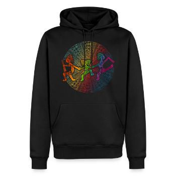 Kokopelli Family Has Fun - Mandala 1 - Männer Premium Bio Hoodie - Schwarz - Vorne - Nico (187cm)