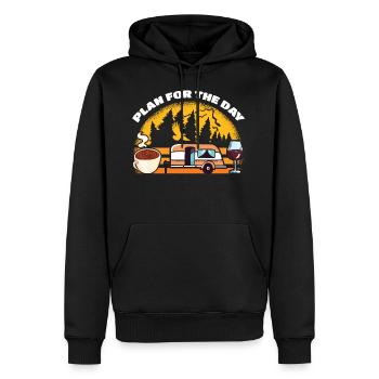Plan Für Den Tag Kaffee Camping Trinken Wein - Männer Premium Bio Hoodie - Schwarz - Vorne - Nico (187cm)