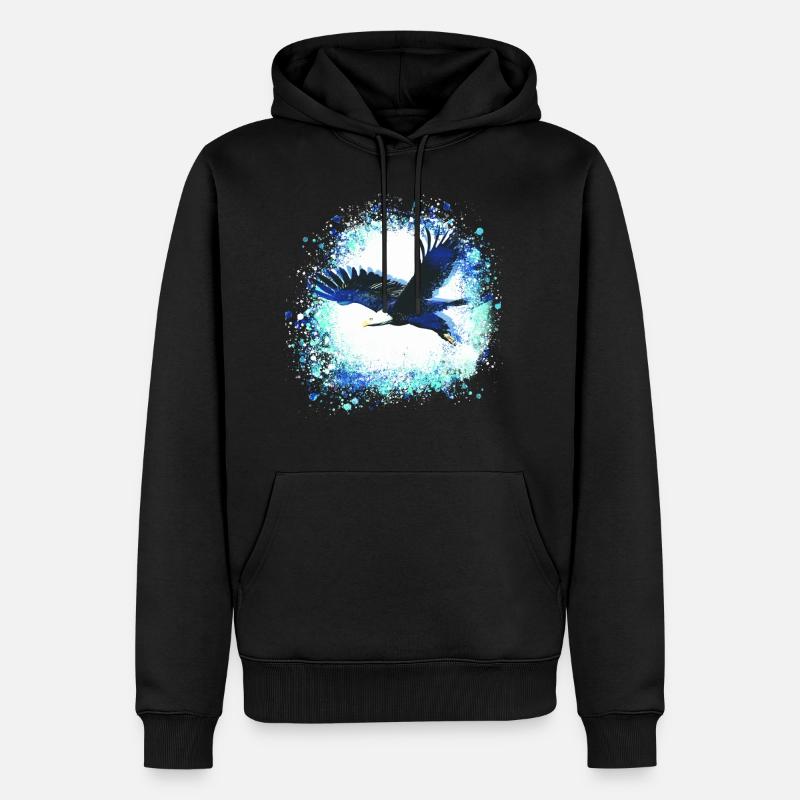 Aigle,bleu clair,voler, illustration,oiseau, menthe - Sweat à capuche Premium bio Homme - noir