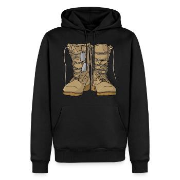 Militär Schuhe Soldaten - Männer Premium Bio Hoodie - Schwarz - Vorne - Nico (187cm)