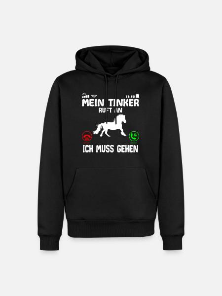 Tinker Pferd ruft an Spruch - Männer Premium Bio Hoodie - Schwarz