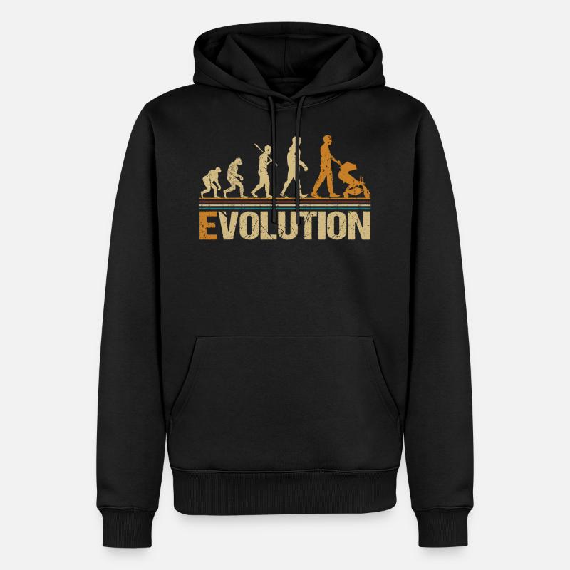 Papa père avec poussette évolution - Sweat à capuche Premium bio Homme - noir