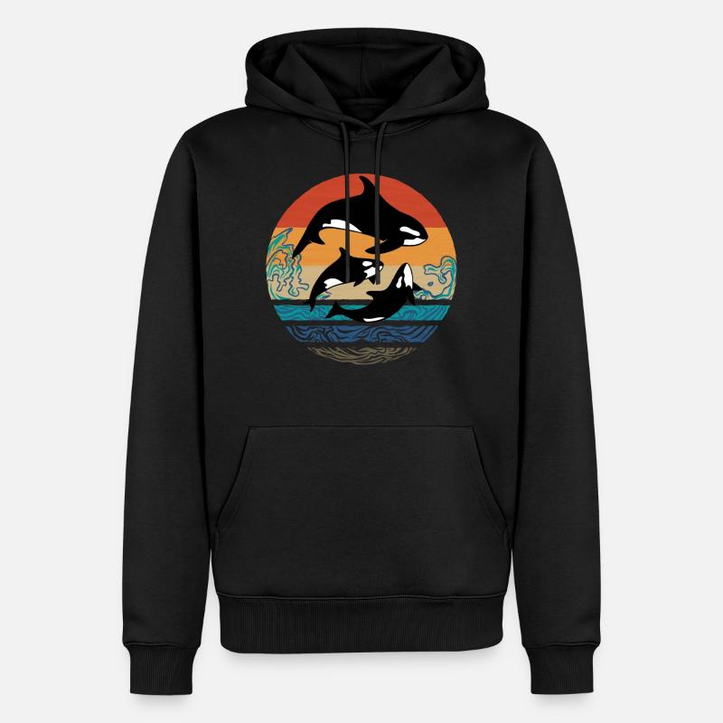 Orca Killerwal Schwertwal Design Retro Vintage - Männer Premium Bio Hoodie - Schwarz