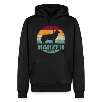 Harzer Fuchs Retro Vintage - Männer Premium Bio Hoodie - Schwarz - Vorne - Nico (187cm)
