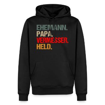Vermesser Ehemann Papa Held - Männer Premium Bio Hoodie - Schwarz - Vorne - Nico (187cm)