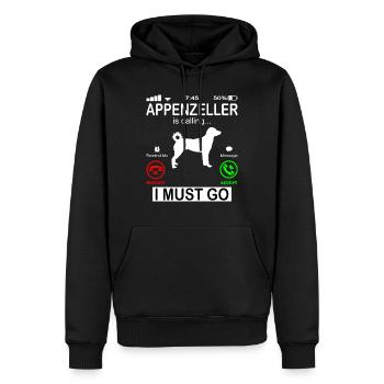 Appenzeller Sennenhund ruft an Spruch - Männer Premium Bio Hoodie - Schwarz - Vorne - Nico (187cm)