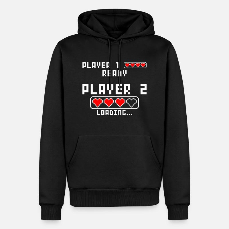 Schwangerschaft verkünden Baby Player 2 Loading - Männer Premium Bio Hoodie - Schwarz