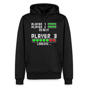 Schwangerschaft verkünden Baby Player 3 Loading - Männer Premium Bio Hoodie - Schwarz - Vorne - Nico (187cm)