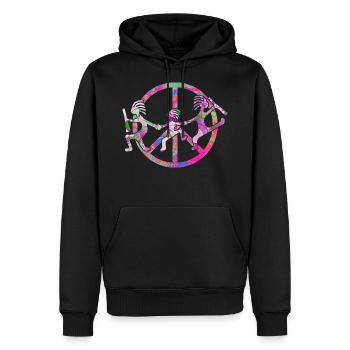 Kokopelli Family in Peace Sign Design 3 - Männer Premium Bio Hoodie - Schwarz - Vorne - Nico (187cm)