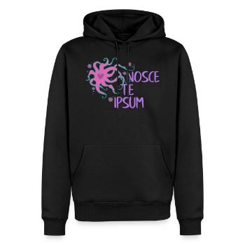 Herz Krake - Nosce Te Ipsum - Latin 2 - Sweat à capuche Premium bio Homme - noir - Devant - Nico (187cm)
