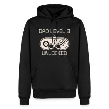 Dad Level 3 Unlocked Papa von Drei 3 Kinder - Männer Premium Bio Hoodie - Schwarz - Vorne - Nico (187cm)