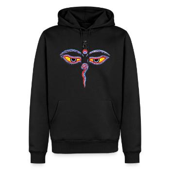 Wisdom Eyes Of Buddha - Bodhnath temple eyes 1 - Sweat à capuche Premium bio Homme - noir - Devant - Nico (187cm)