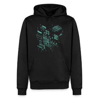 Retro Hifi Anlage Soundsystem Illustration - Männer Premium Bio Hoodie - Schwarz - Vorne - Nico (187cm)