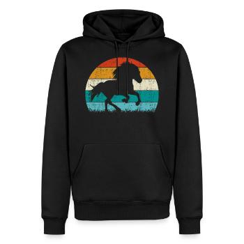 Islandpferd Tölt Retro Vintage - Sweat à capuche Premium bio Homme - noir - Devant - Nico (187cm)