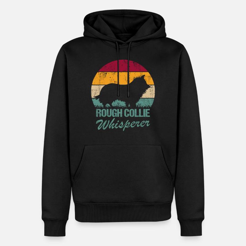Collie à cheveux longs Chuchoteur - Sweat à capuche Premium bio Homme - noir
