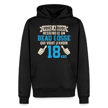 18 ans d'excellence octobre 2003 Édition limitée - Sweat à capuche Premium bio Homme - noir - Devant - Nico (187cm)