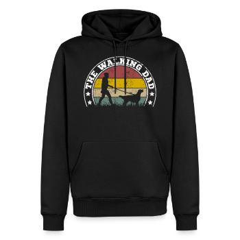 Flat Coated Retriever The Walking Dad Retro - Männer Premium Bio Hoodie - Schwarz - Vorne - Nico (187cm)