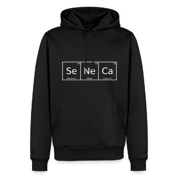 Seneca Nom Prénom Chimie Tableau périodique Éléments - Sweat à capuche Premium bio Homme - noir - Devant - Nico (187cm)
