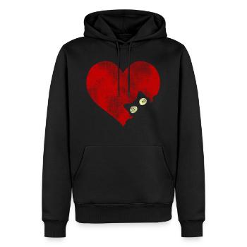 Katze schwarzes Herz Liebhaber Katzen - Männer Premium Bio Hoodie - Schwarz - Vorne - Nico (187cm)
