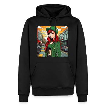 Cooles irisches rothaariges Mädchen - Männer Premium Bio Hoodie - Schwarz - Vorne - Nico (187cm)
