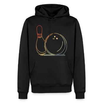 Bowlingkugel und Pin Skizze - Männer Premium Bio Hoodie - Schwarz - Vorne - Nico (187cm)