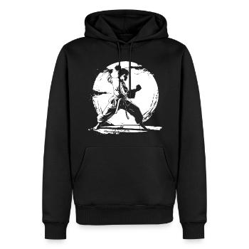 Karate Mädchen Zeichnung - Männer Premium Bio Hoodie - Schwarz - Vorne - Nico (187cm)