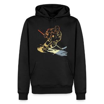 Eishockeyspieler Skizze Retro - Männer Premium Bio Hoodie - Schwarz - Vorne - Nico (187cm)