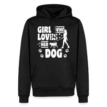 Fille qui aime les chiens - Sweat à capuche Premium bio Homme - noir - Devant - Nico (187cm)