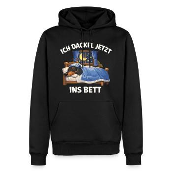 Offizielles Dackel Schwarz Ich dackel jetzt ins  - Männer Premium Bio Hoodie - Schwarz - Vorne - Nico (187cm)