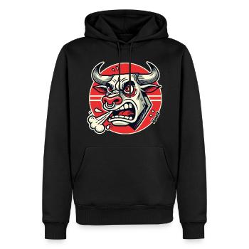 Wütender Bulle Retro-Logo - Männer Premium Bio Hoodie - Schwarz - Vorne - Nico (187cm)