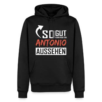 So gut kann nur ein Antonio aussehen - Männer Premium Bio Hoodie - Schwarz - Vorne - Nico (187cm)