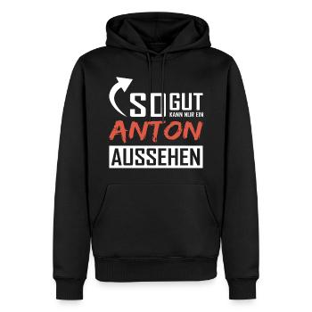 So gut kann nur ein Anton aussehen - Männer Premium Bio Hoodie - Schwarz - Vorne - Nico (187cm)