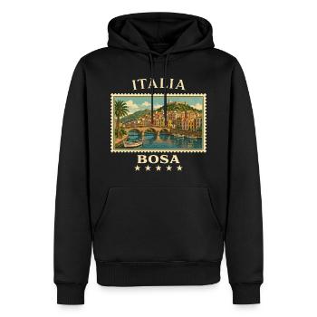 Italien Bosa Vintage Reisemarke - Männer Premium Bio Hoodie - Schwarz - Vorne - Nico (187cm)