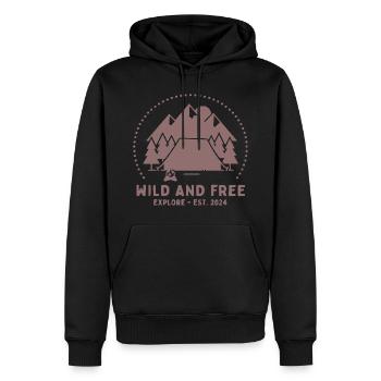 Wild und Frei Bergcamping - Männer Premium Bio Hoodie - Schwarz - Vorne - Nico (187cm)