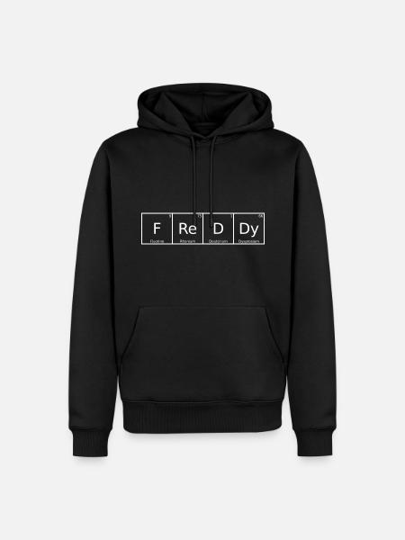 Freddy Name First Name Chemistry Periodic Table Elements - Men’s Premium Organic Hoodie - black