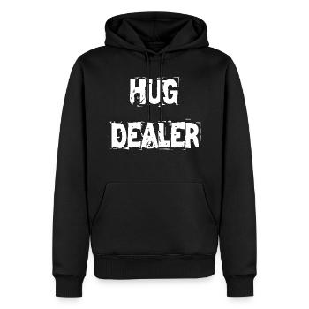 HUG DEALER - Männer Premium Bio Hoodie - Schwarz - Vorne - Nico (187cm)