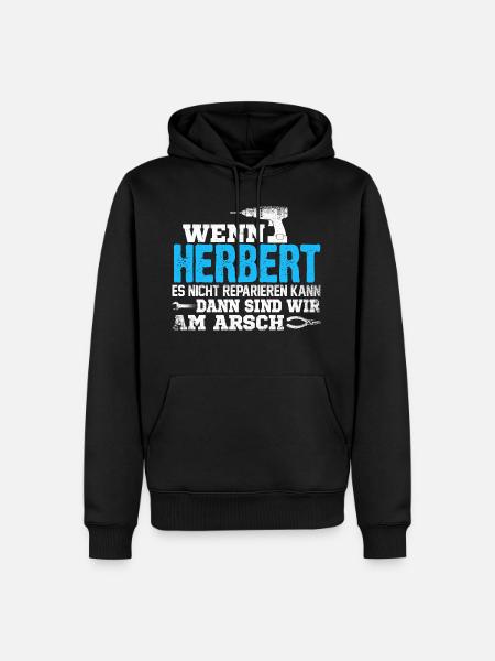 HERBERT - kann es reparieren - Männer Premium Bio Hoodie - Schwarz