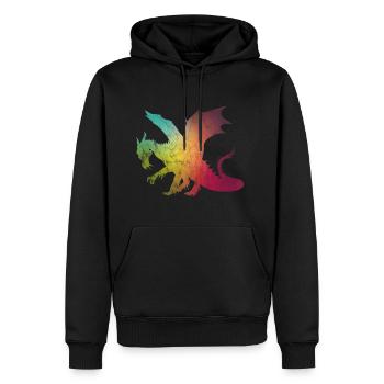 Dragon floue - cadeau de dragon fantastique conte de fées - Sweat à capuche Premium bio Homme - noir - Devant - Nico (187cm)