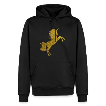 Golden Unicorn - Goldenes Einhorn Gold Glitzer - Männer Premium Bio Hoodie - Schwarz - Vorne - Nico (187cm)