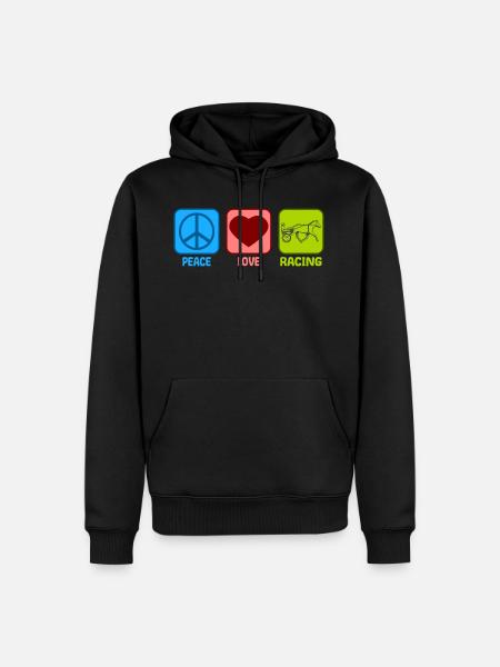 Trabrennen Peace Love - Männer Premium Bio Hoodie - Schwarz
