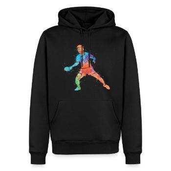 Tischtennisspieler Bunt Design Tischtennis - Männer Premium Bio Hoodie - Schwarz - Vorne - Nico (187cm)