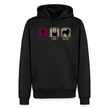 Aussie Australian Shepherd Vin Café - Sweat à capuche Premium bio Homme - noir - Devant - Nico (187cm)