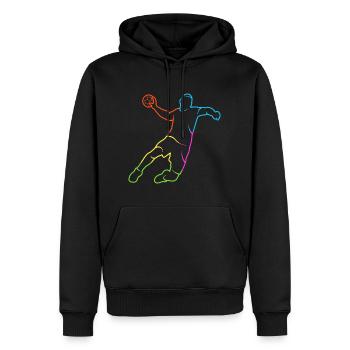 Handball coloré Handball joueur Garçons Handballeur - Sweat à capuche Premium bio Homme - noir - Devant - Nico (187cm)