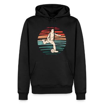 Fußball Spieler Fußballspieler Retro Fußballer - Männer Premium Bio Hoodie - Schwarz - Vorne - Nico (187cm)