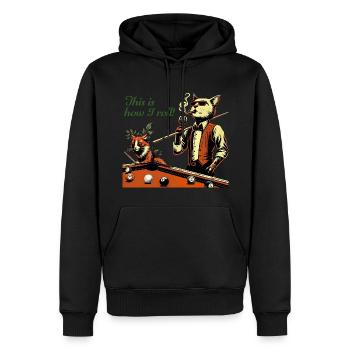 Cooles Billard, das Kätzchen-Katze spielt. Genieße das Leben - Männer Premium Bio Hoodie - Schwarz - Vorne - Nico (187cm)