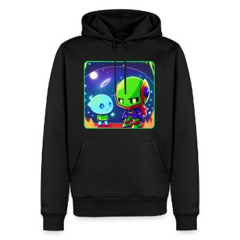 Extraterrestres mignons - Sweat à capuche Premium bio Homme - noir - Devant - Nico (187cm)