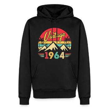 Geburtstag 60 Jahre 1964 Jahrgang 60 Männer Frauen - Männer Premium Bio Hoodie - Schwarz - Vorne - Nico (187cm)