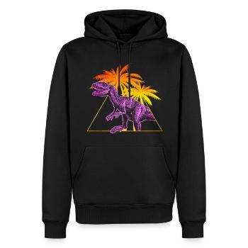 Dinosaure Allosaurus Vaporwave - Sweat à capuche Premium bio Homme - noir - Devant - Nico (187cm)