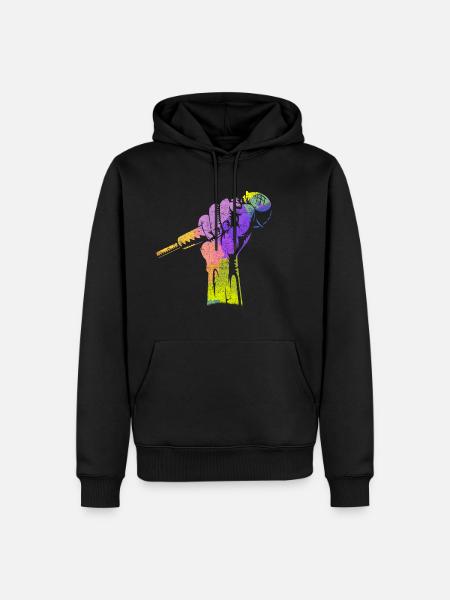 Bunte Mikrofon Musiker Sänger - Männer Premium Bio Hoodie - Schwarz