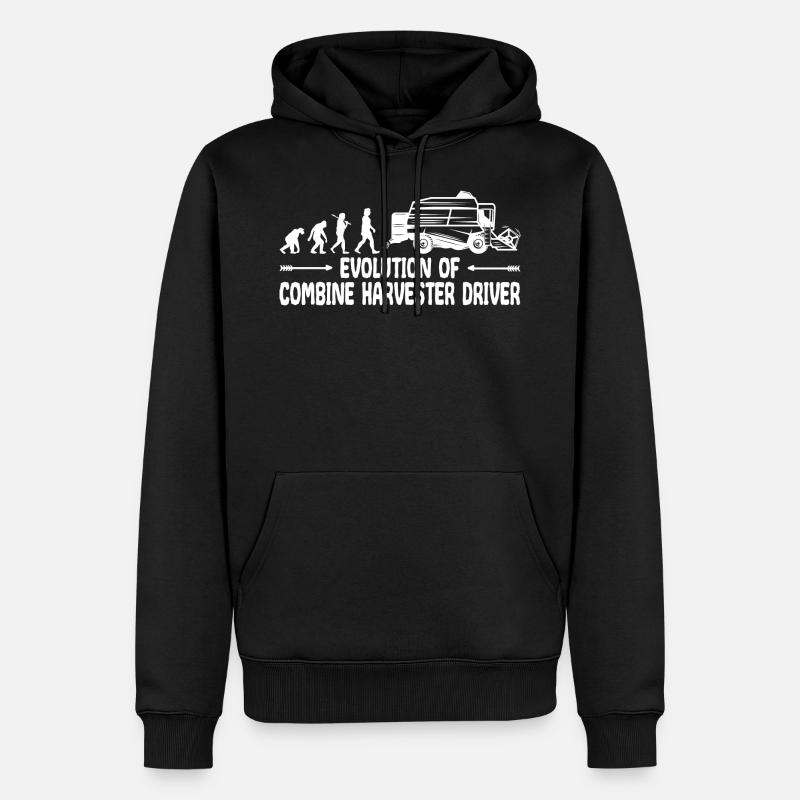Combine Grain Farmer Evolution Funny - Men’s Premium Organic Hoodie - black